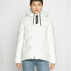 Pinko | NWT Micro 1 Caban Crystal Nylon Puffer Jacket White Size 46/XL